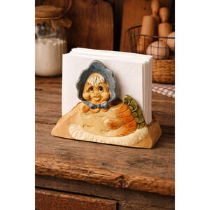 Hindt Pottery Hen Blue Bonnet Letter Holder/Napkin Holder Chicken